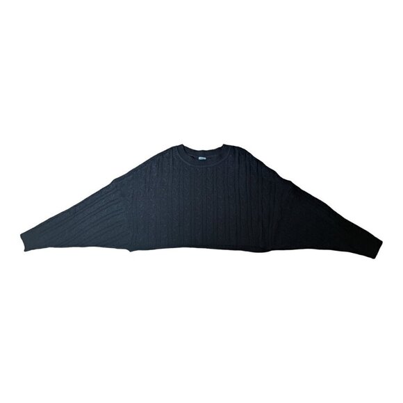 Garage Black Knit Cropped Sweater with Cuffed  Large Sleeves Women Size M/L - Picture 7 of 7